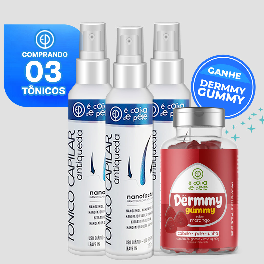 Kit 03 Tônicos Capilares Antiqueda - É Coisa de Pele | Fortalecimento e Crescimento Capilar em Dose Tripla